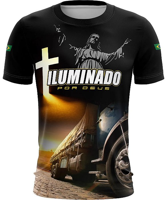 Camiseta Agro Brk Caminhoneiro Iluminado por Deus UV50 +
