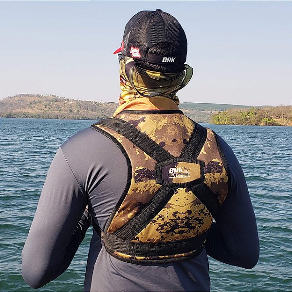 Cinto Colete Apoiador de Carretilha Pesca Pesada Brk Camuflado-Verde
