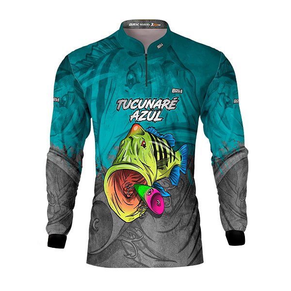 Camisa de Pesca BRK Tucuna Azul Cinza com UV50 +