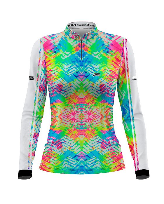 Camisa de Pesca BRK Feminina Tie Dye Cores com UV50 +
