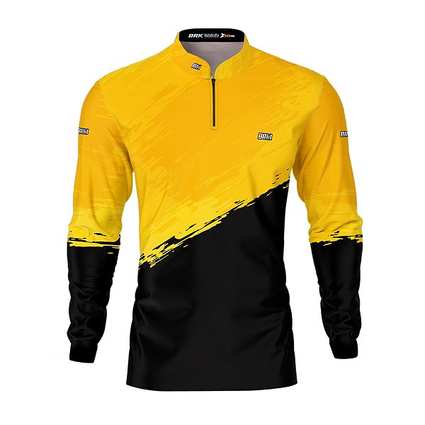 Camisa de Pesca BRK Amarelo e Preto Sport com UV50 +