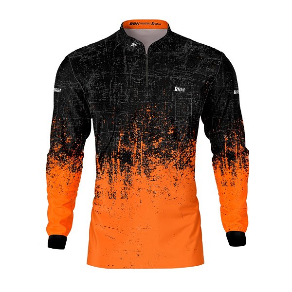 Camisa de Pesca BRK Laranja e Preto Sport com UV50 +