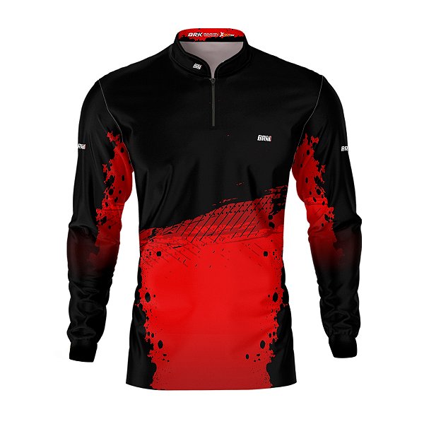 Camisa de Pesca BRK Sport Black Red com UV50 +