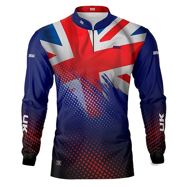 Camisa de Pesca BRK Bandeira do Reino Unido com UV50 +