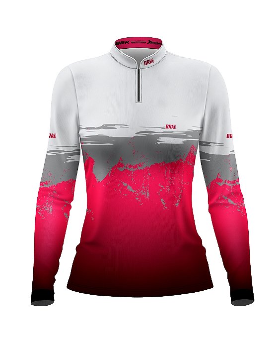 Camisa de Pesca BRK Feminina Branco e Rosa com UV50 +