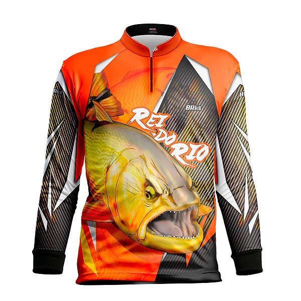 Camisa de Pesca Infantil BRK Dourado Rei do Rio com UV50 +