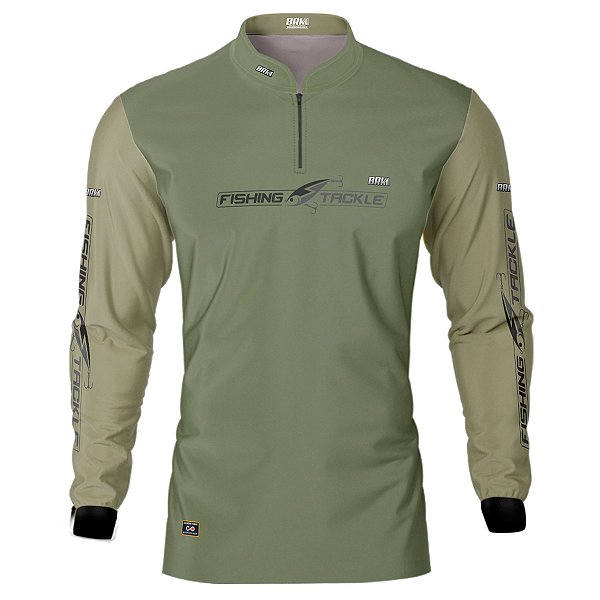 Camisa de Pesca BRK Bege Brasil Fishing Tackle com UV50 +