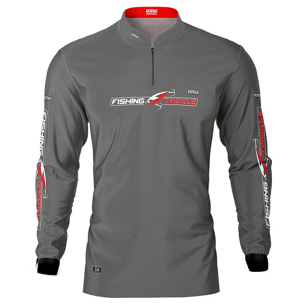 Camisa de Pesca BRK Cinza Brasil Fishing Tackle com UV50 +
