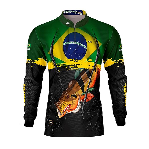 Camisa de Pesca BRK Tucuna Açu Brasil com UV50 +