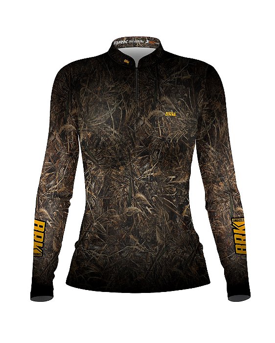 Camisa de Pesca BRK Feminina Camuflada Floresta com UV50 +