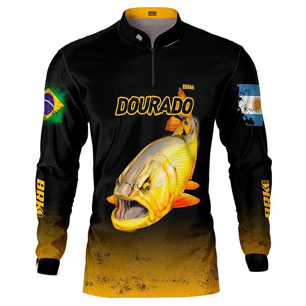 Camisa de Pesca BRK Argentina e Brasil Dourado com UV50 +