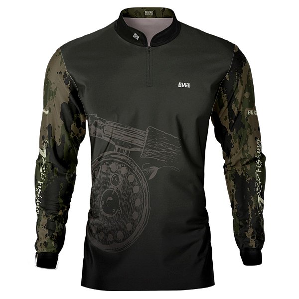 Camisa de Pesca BRK Carretilha Camuflado com UV50 +