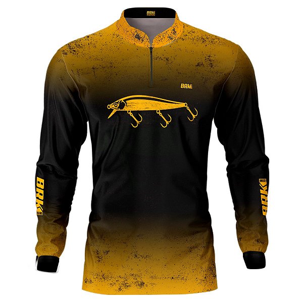 Camisa de Pesca BRK Isca Meia Água Amarela com UV50 +