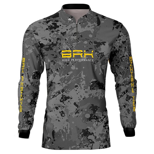 Camisa de Pesca BRK Camuflado Cinza 02 com UV50 +