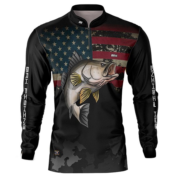 Camisa de Pesca BRK  EUA Robalo Africano com UV50 +