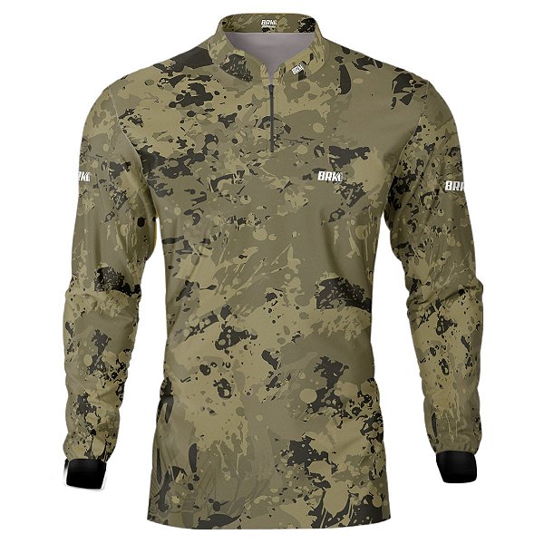 Camisa de Pesca BRK Camuflada Caqui com UV50 +