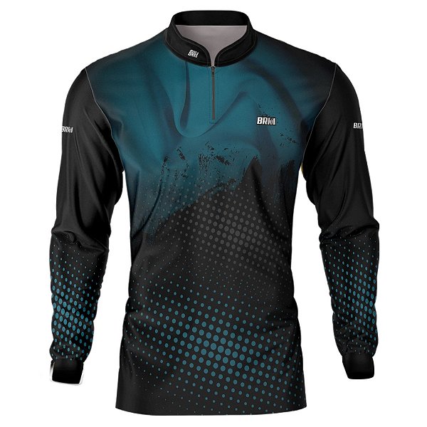 Camisa de Pesca BRK Azul e Preta com UV50 +