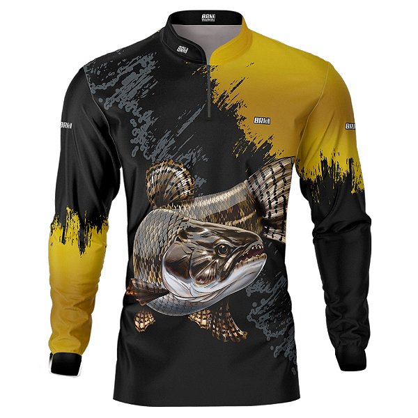 Camisa de Pesca BRK Preta Traíra com UV50 +
