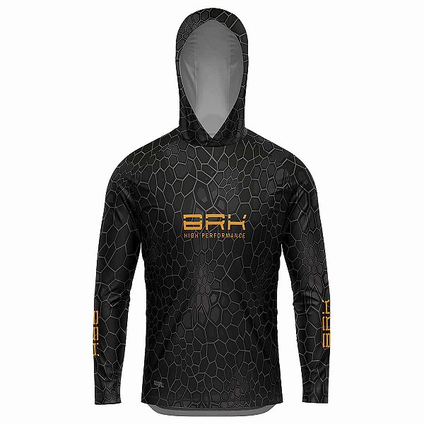 Camisa de Pesca com Capuz BRK Criptek Preta com UV50 +