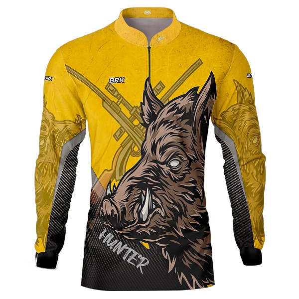 Camisa de Caça BRK Javali Amarelo-Preto com UV50 +