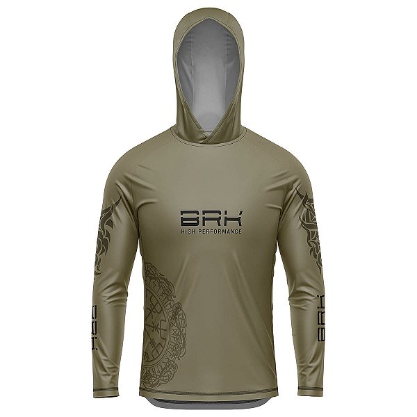 Camisa de Pesca com Capuz BRK Tribal Bege com UV50 +