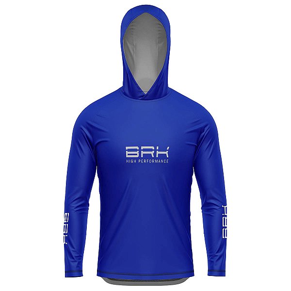 Camisa de Pesca com Capuz BRK Clean Azul com UV50 +