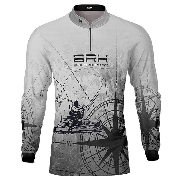 Camisa de Pesca BRK Caiaque Cinza  com UV50 +