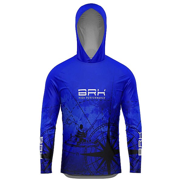 Camisa de Pesca com Capuz BRK Caiaque Azul com UV50 +