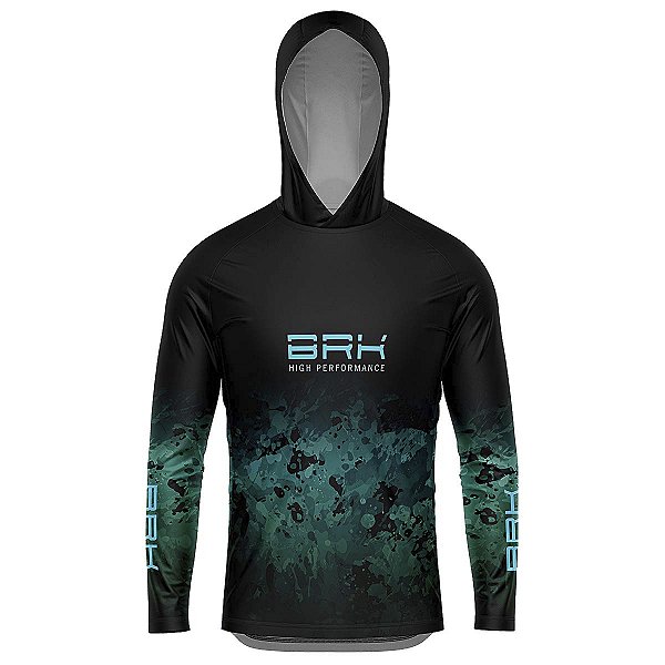 Camisa de Pesca com Capuz BRK Degradê Tucuna Azul com UV50 +