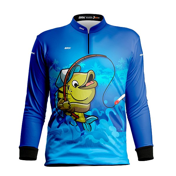 Camisa de Pesca Infantil BRK Tucunaré Azul com UV50 +