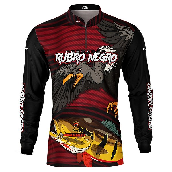 Camisa de Pesca BRK Pescador Rubro Negro 2023 com UV50+