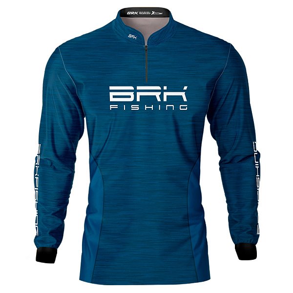 Camisa de Pesca BRK Fishing Azul Naval Mesclado com UV50+
