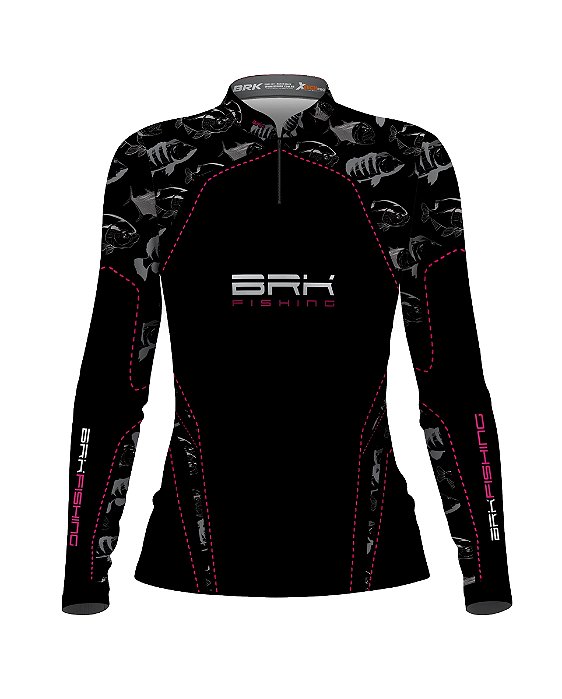 Camisa de Pesca Feminina BRK Peixes Linha Rosa com UV50+