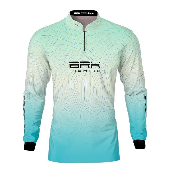 Camisa de Pesca BRK Ciano e Branco com Proteção UV50+