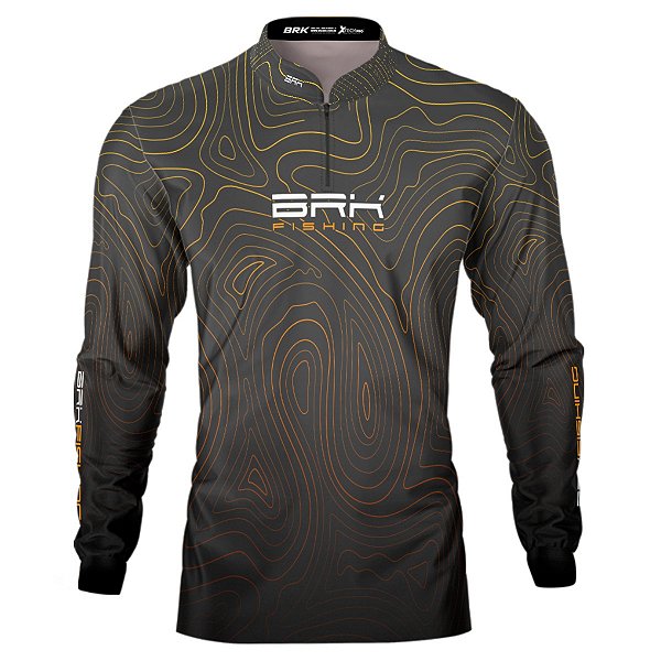 Camisa de Pesca BRK Fishing Escura Volcano com proteção UV50+