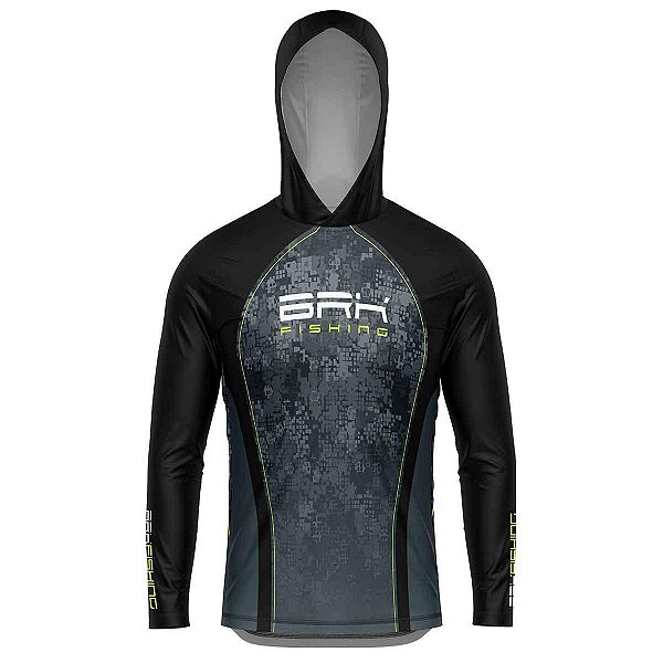 Camisa de Pesca Com Capuz BRK Azul Camuflado com UV50+