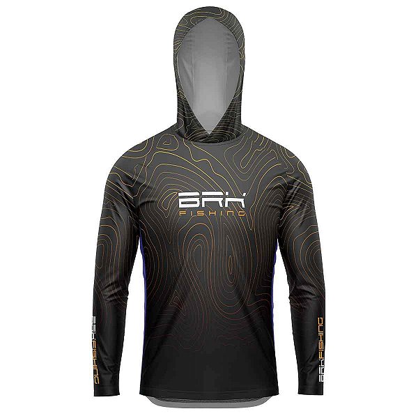 Camisa de Pesca Com Capuz BRK Escura Volcano Com UV50+
