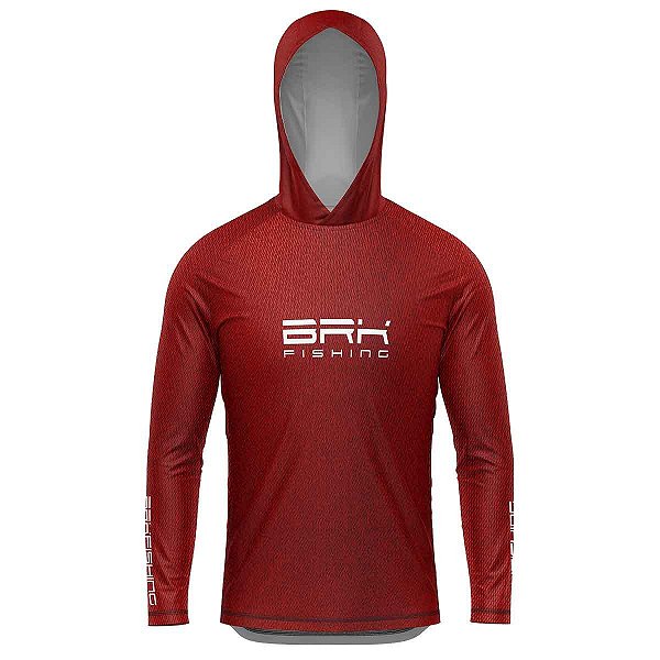 Camisa de Pesca Com Capuz BRK Select Pursuit Jeansfit Red Com UV50+