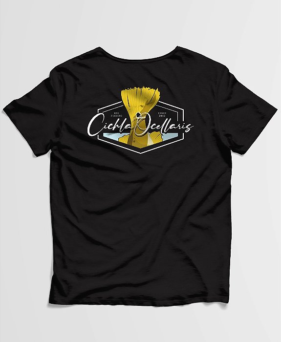 Camiseta Casual BRK Cauda Tucunaré Amarelo em Algodão Egípcio