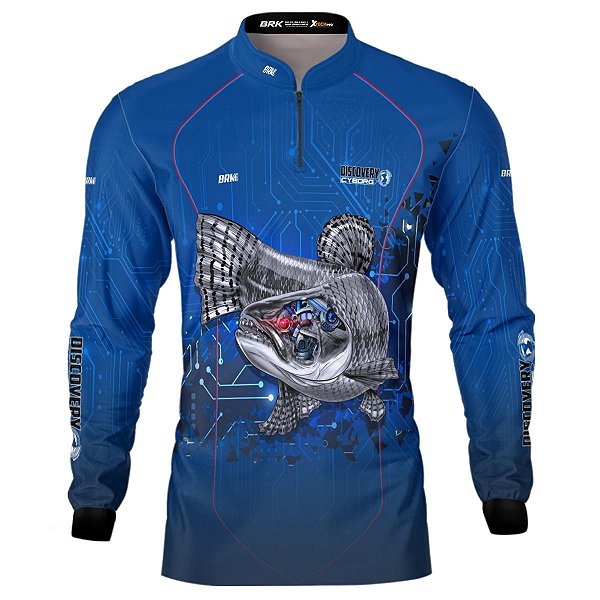Camisa de Pesca BRK Discovery Cyborg Azul com Proteção UV50+