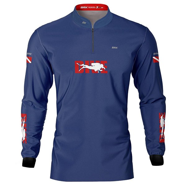 Camisa de Pesca BRK 'Dive' Azul Marinho com UV50+