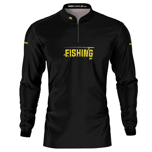 Camisa de Pesca BRK Fishing Trip Preta com Proteção UV50+