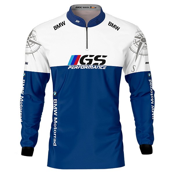 Camisa Brk Motociclismo GS BMW Performance Azul com Proteção Solar UV  50+