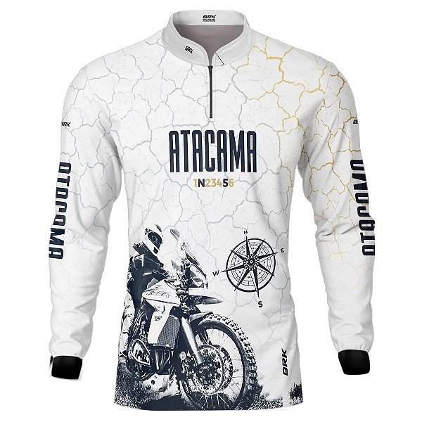 Camisa Motociclista Brk Branca Atacama Expedição Chile com UV50+