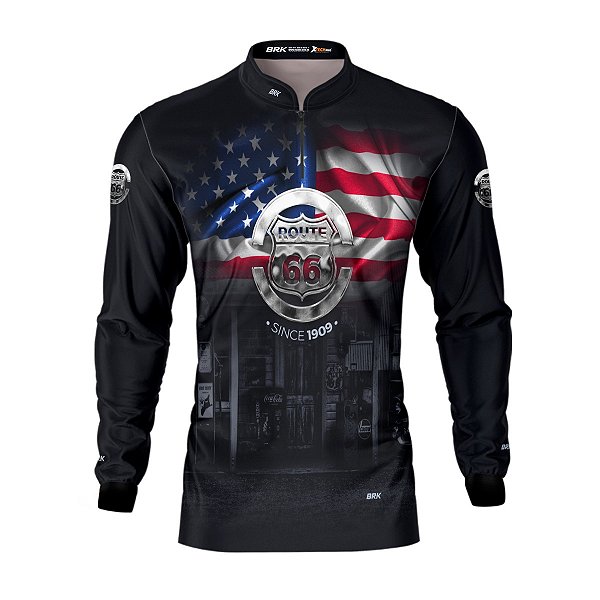 Camisa Motociclista BRK Route 66 Vintage com UV50 +