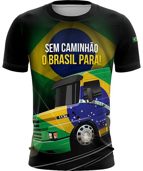 Camiseta de Caminhão BRK para Caminhoneiro Carreta Patriota Sem Caminhão o Brasil Para com Proteção Solar UV50+