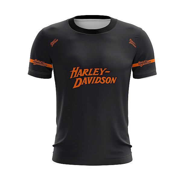 Camiseta de Motociclismo Brk Preta e Laranja com Uv50