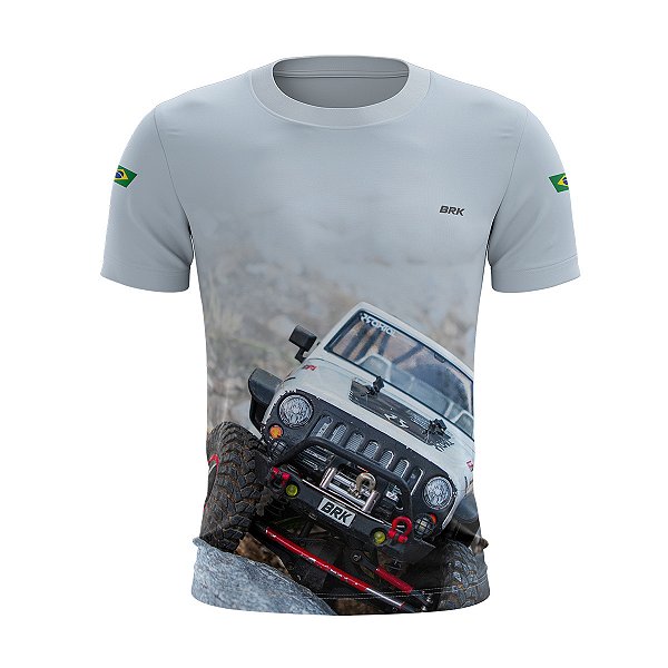 Camiseta Brk Jipe Branco Rock Crawling com Proteção Solar UV  50+
