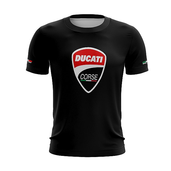 Camiseta de Motociclismo BRK Preta Ducati Corse Itália 2 com Uv50