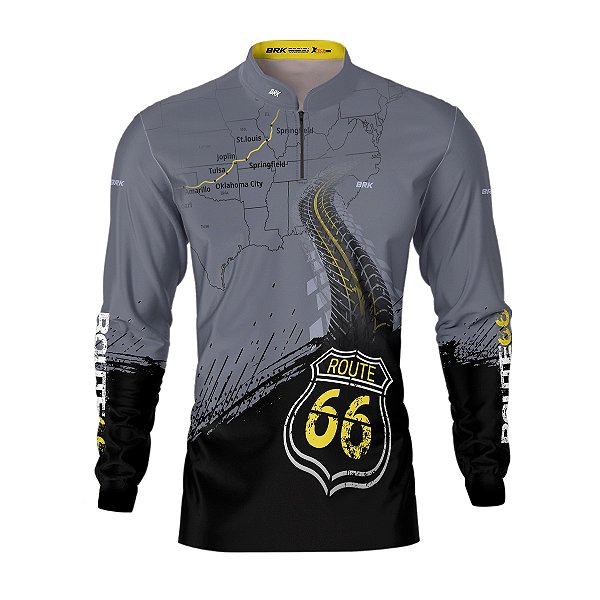 Camisa Motociclista Brk Rota 66 USA com UV50+
